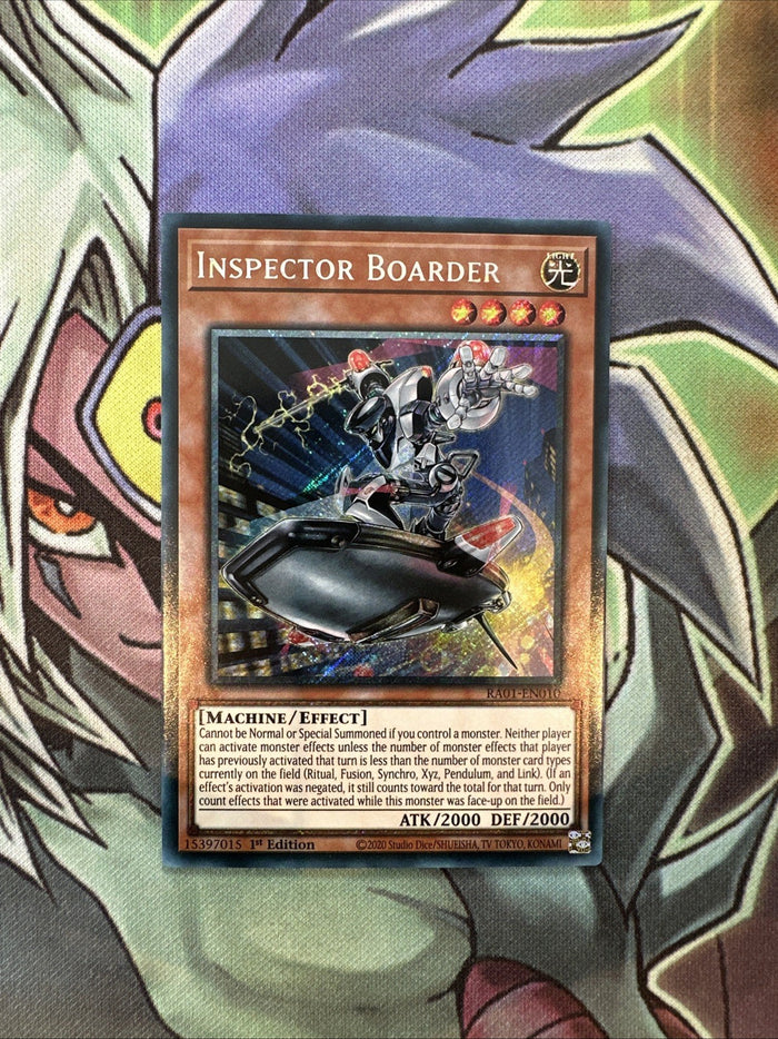 RA01-EN010 Inspector Boarder Platinum Secret Rare 1st Edition NM Yugioh Card