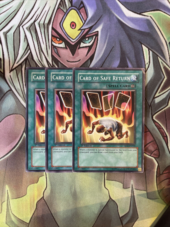 SD2-EN018 x3 Card of Safe Return Common Excellent Condition Yugioh