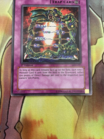 LOD-011 Yugioh Fatal Abacus 1st Edition Rare (NM) (back)