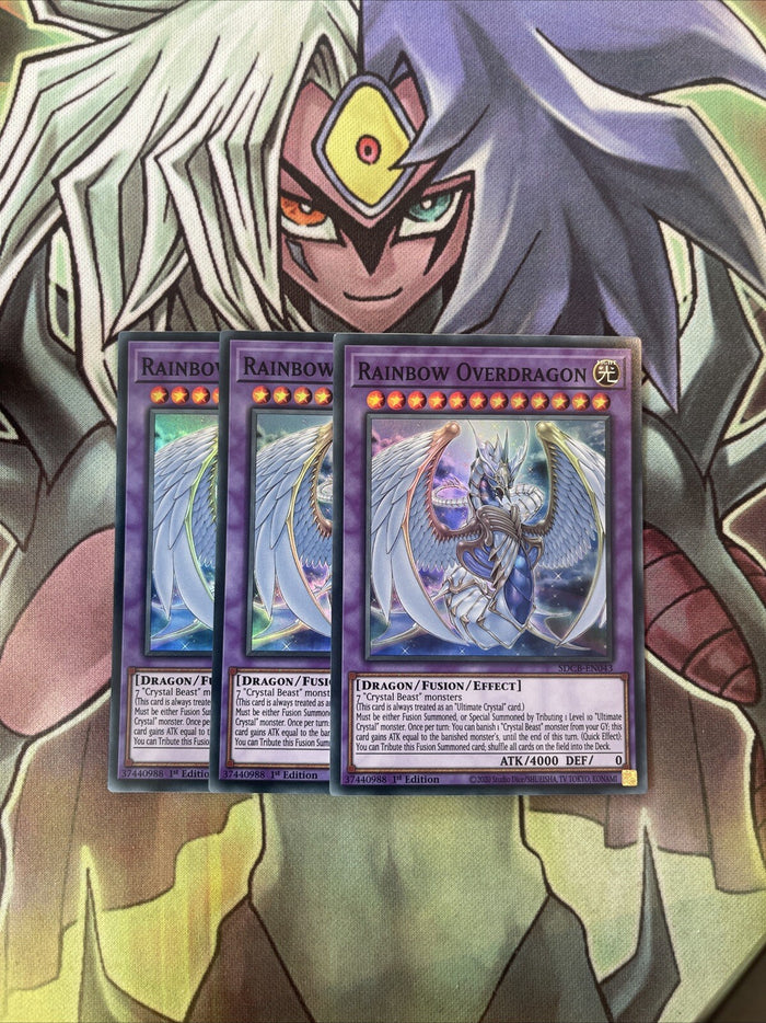 SDCB-EN043 x3 Rainbow Overdragon Super Rare Excellent Condition Yugioh