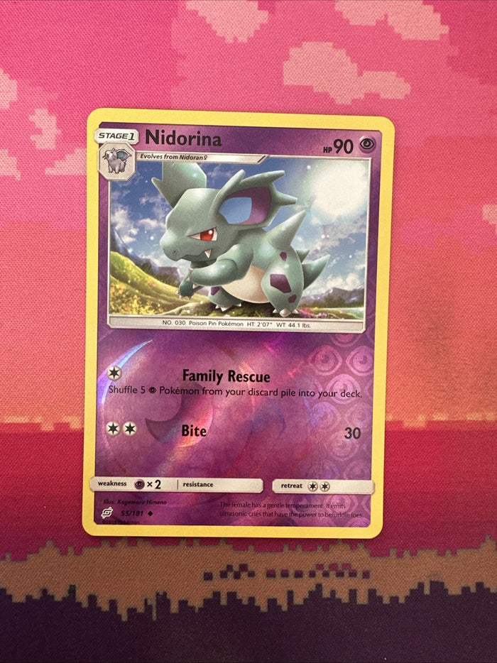 Pokemon Card Nidorina Team Up Reverse Holo Uncommon 55/181 NM