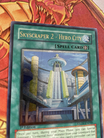STON-EN048 1x Skyscraper 2 - Hero City - Ultimate - 1st Ed EXC Yugioh (back)