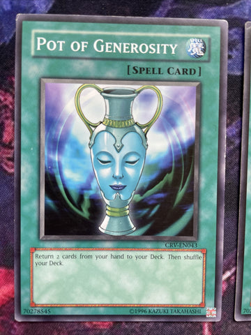 CRV-EN043 3X Pot Of Generosity Yugioh Yu Gi Oh! 3 Playset (back)
