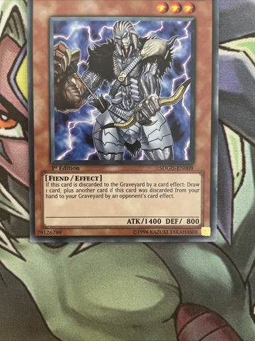 SDGU-EN009 Broww, Huntsman Of Dark World 1st Edition NM Yugioh Card (back)