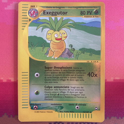 Pokemon Card Exeggutor Aquapolis Reverse Holo Rare 12/147 Near Mint Italian