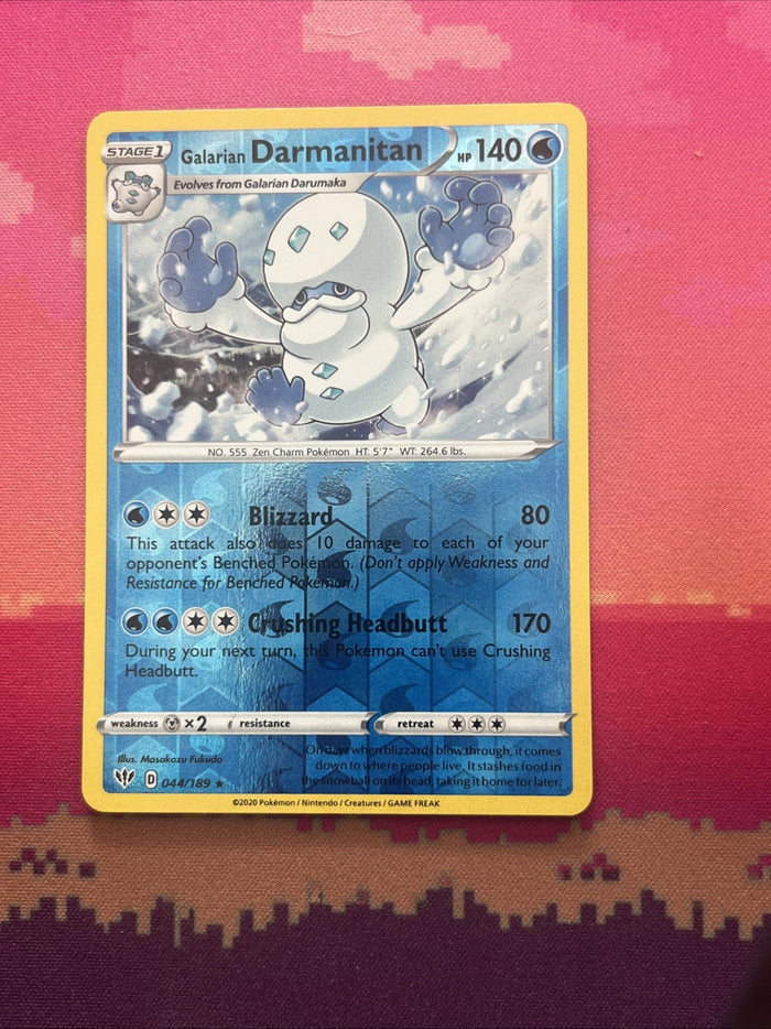 Pokemon Card Galarian Darmanitan Darkness Ablaze Reverse Holo Rare 044/189 NM