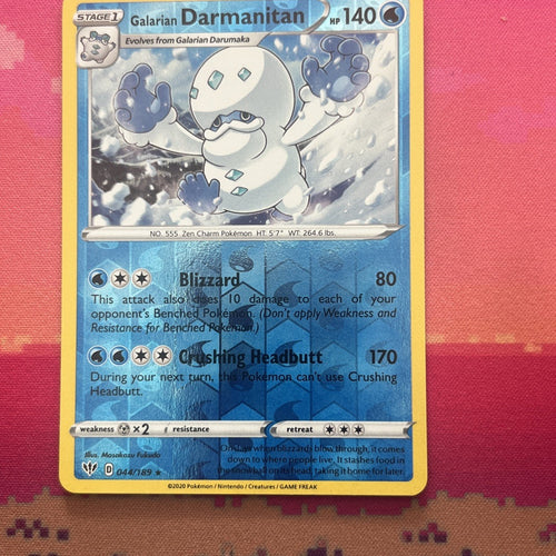Pokemon Card Galarian Darmanitan Darkness Ablaze Reverse Holo Rare 044/189 NM