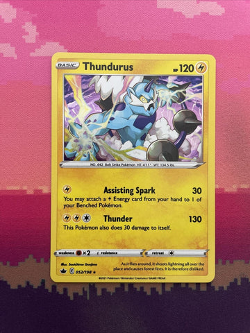 Pokemon Card Thundurus Chilling Reign Cosmo Holo Rare 052/198 Near Mint