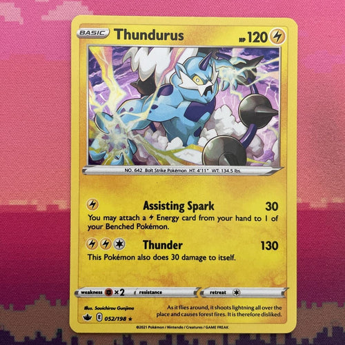 Pokemon Card Thundurus Chilling Reign Cosmo Holo Rare 052/198 Near Mint