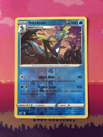 Pokemon Card Inteleon Sword And Shield Reverse Holo 059/202 NM