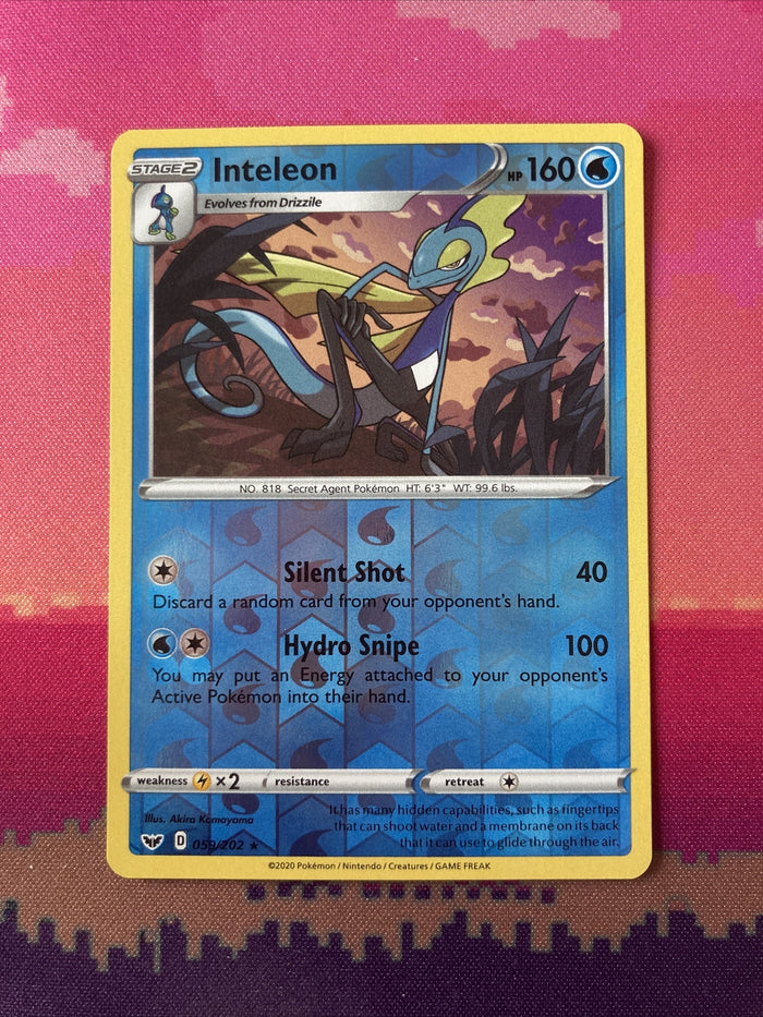 Pokemon Card Inteleon Sword And Shield Reverse Holo 059/202 NM