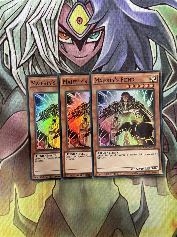 CT12-EN004 x3 Majesty's Fiend Super Rare Excellent Condition Yugioh