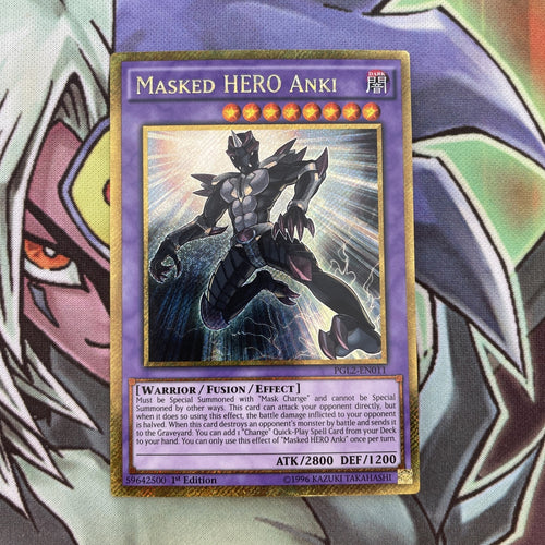 PGL2-EN011 Masked Hero Anki Gold Secret Rare 1st Edition NM Yugioh Card