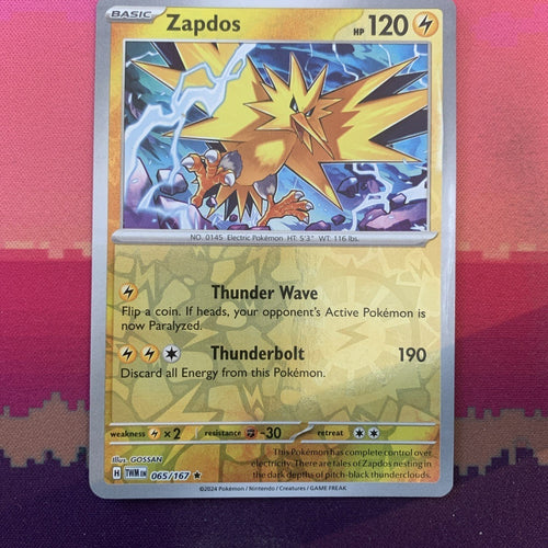 Pokemon Card Zapdos Twilight Masquerade Reverse Holo Rare 065/167 Near Mint