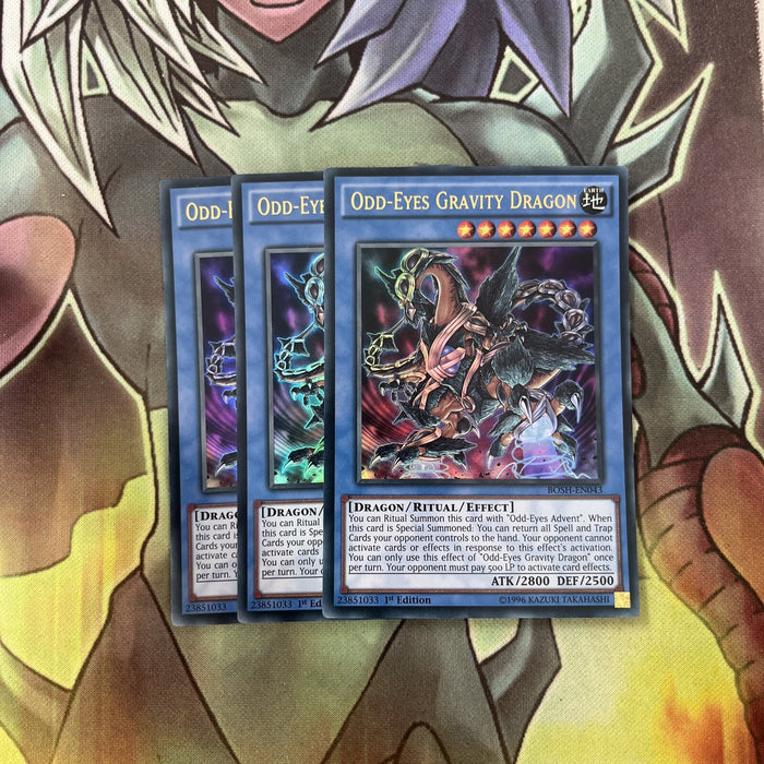 BOSH-EN043 x3 Odd-Eyes Gravity Dragon Ultra Rare Excellent Condition Yugioh