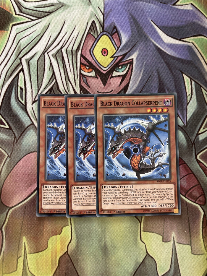 SDSE-EN023 x3 Black Dragon Collapserpent Common Excellent Condition Yugioh
