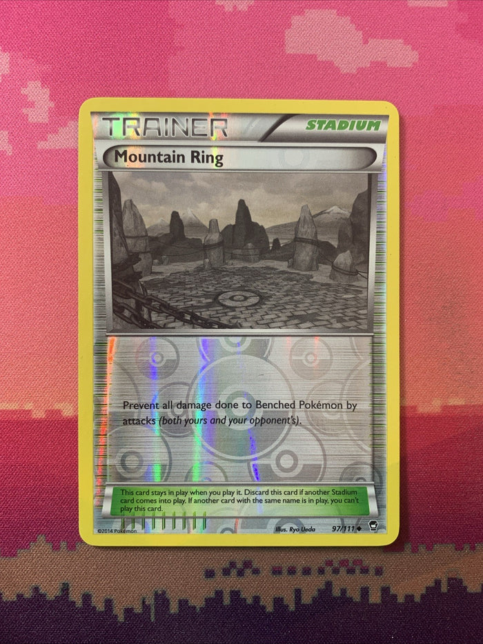 Pokemon Card Mountain Ring Furious Fists Reverse Holo 97/111 Near Mint