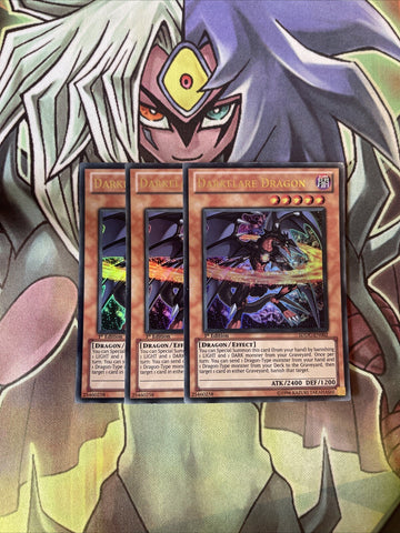 SDDC-EN002 x3 Darklflare Dragon Ultra Rare Excellent Condition Yugioh