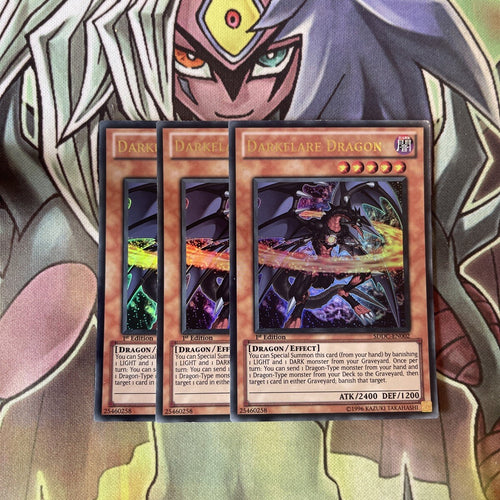 SDDC-EN002 x3 Darklflare Dragon Ultra Rare Excellent Condition Yugioh
