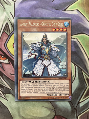 IGAS-EN009 Ancient Warriors, Graceful Zhou Gong MISCUT Rare Unlim Ed NM Yugioh