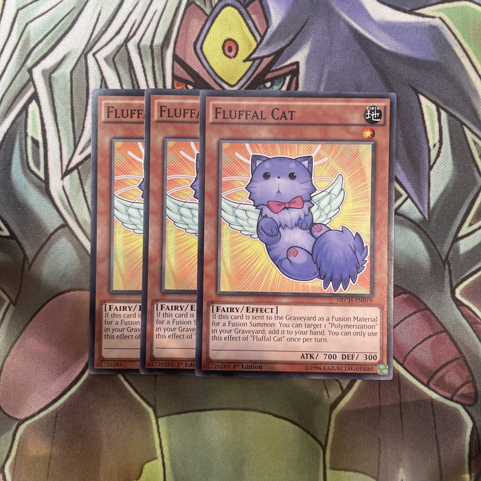 NECH-EN019 Fluffal Cat Common x3 Excellent Condition Yugioh