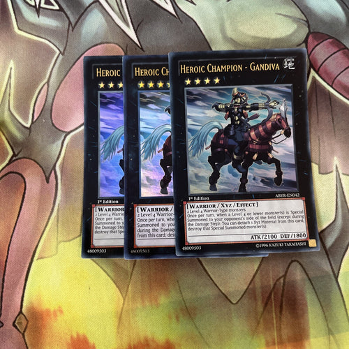 ABYR-EN042 x3 Heroic Champion - Gandiva Ultra Rare Excellent Condition Yugioh