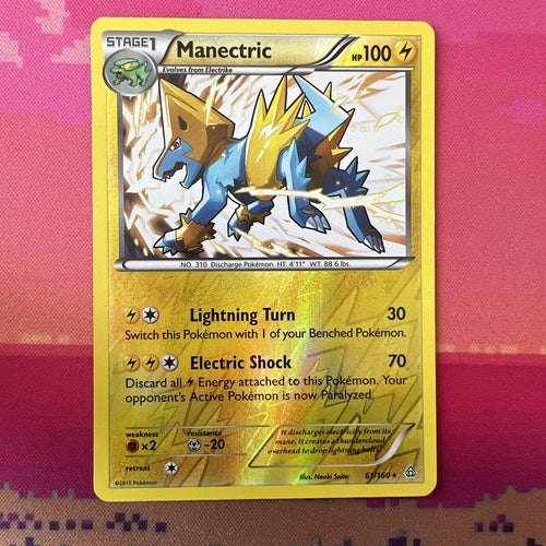 Pokemon Card Manectric Primal Clash Reverse Holo Rare 61/160 Near Mint