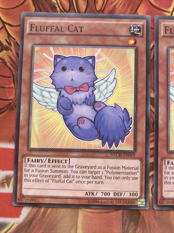 NECH-EN019 x3 Fluffal Cat Common Yugioh Card mixed Edition NM (back)