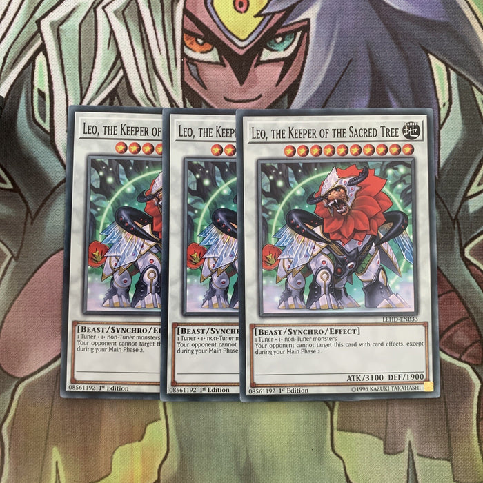 LEHD-ENB33 x3 Leo, the Keeper of the Sacred Tree Common Excellent Cond Yugioh