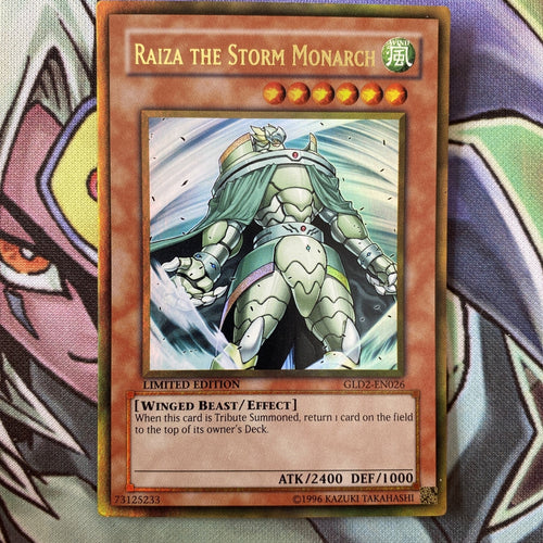 GLD2-EN026 Raiza The Storm Monarch Gold Rare Limited Edition NM Yugioh Card