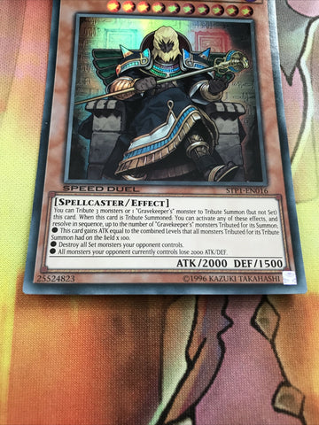 STP1-EN016 GRAVEKEEPER'S ORACLE SPEED DUEL CARD FRESHLY PULLED FROM PACK Yugioh (back)