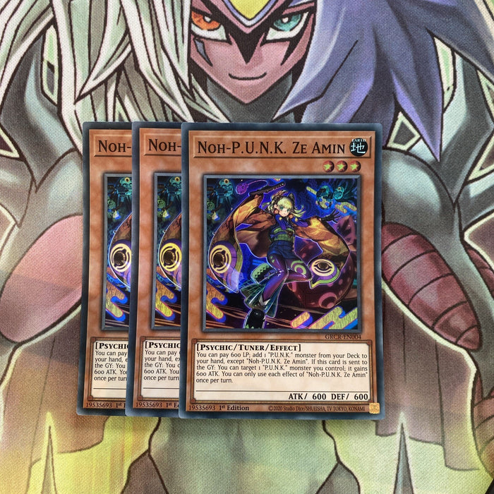 GRCR-EN004 x3 Noh-P.U.N.K. Ze Amin Super Rare Excellent Condition Yugioh