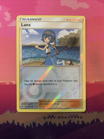 Pokemon Card Lana Burning Shadows Reverse Holo 117/147 NM