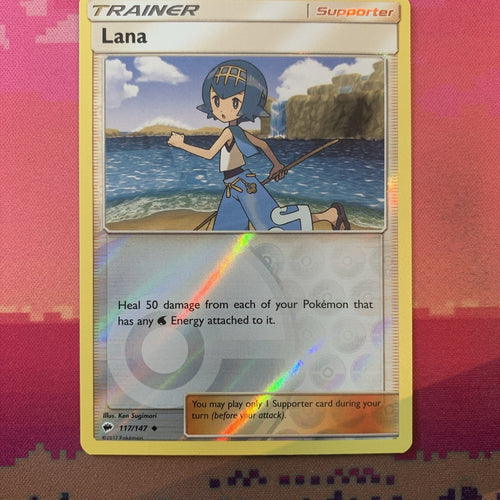 Pokemon Card Lana Burning Shadows Reverse Holo 117/147 NM