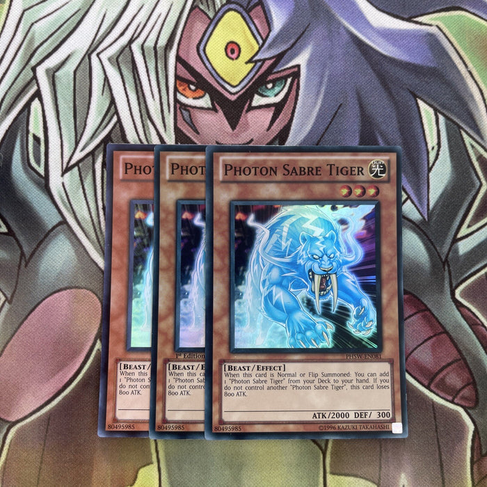 PHSW-EN081 x3 Photon Sabre Tiger Super Rare Excellent Condition Yugioh