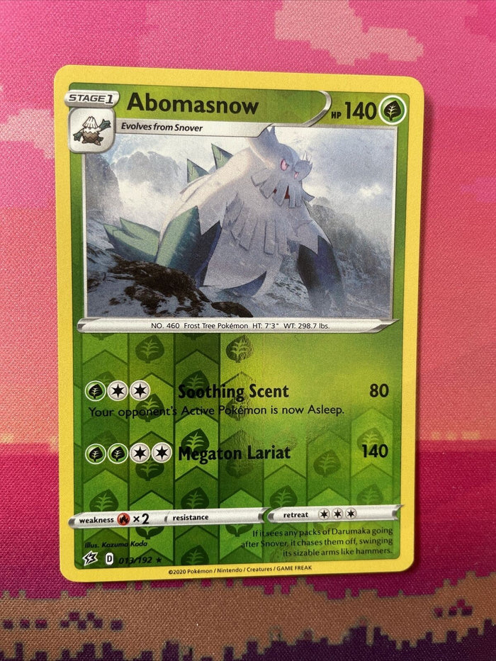 Pokemon Card Abomasnow Rebel Clash Reverse Holo Rare 013/192 Near Mint