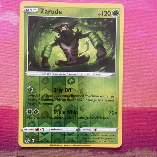 Pokemon Card Zarude Crown Zenith Reverse Holo Rare 016/159 NM