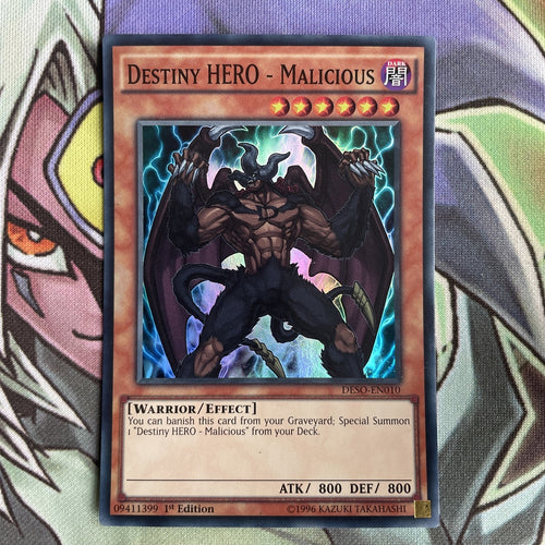 DESO-EN010 Destiny Hero - Malicious Super Rare 1st Edition Near Mint Yugioh