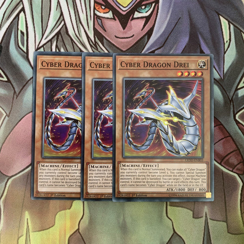 LEDD-ENB03 x3 Cyber Dragon Drei Common Excellent Condition Yugioh