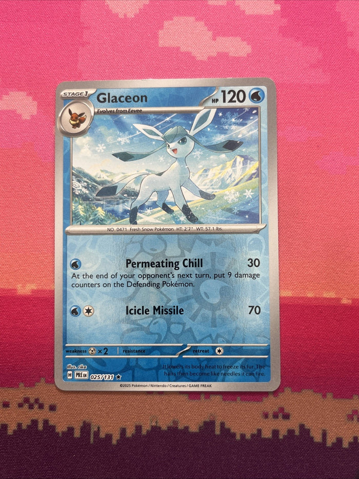 Pokemon Card Glaceon Prismatic Evolutions Reverse Holo Rare 025/131 Near Mint