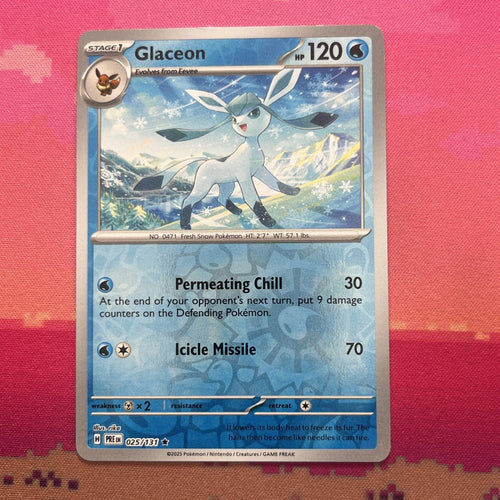 Pokemon Card Glaceon Prismatic Evolutions Reverse Holo Rare 025/131 Near Mint