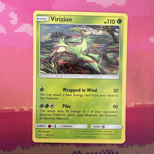 Pokemon Card Virizion Shining Legends Holo Rare 8/73 NM
