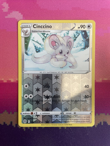 Pokemon Card Cinccino Brilliant Stars Reverse Holo Uncommon 125/172 Near Mint