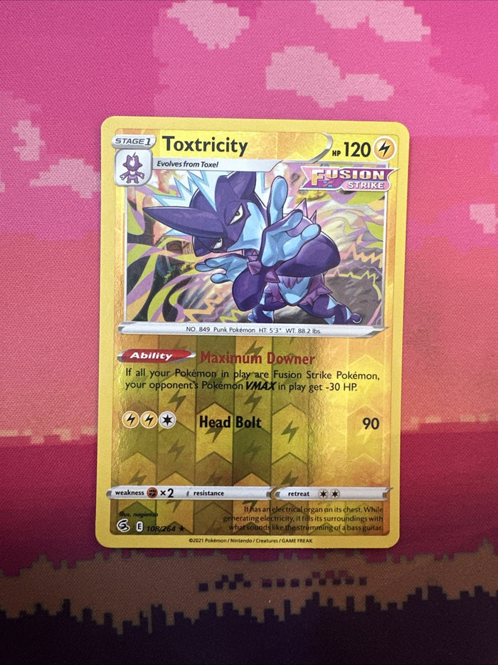 Pokemon Card Toxtricity Fusion Strike Reverse Holo Rare 108/264 NM