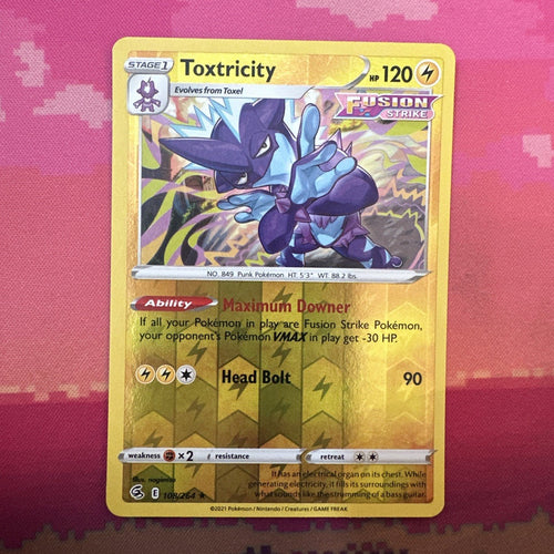 Pokemon Card Toxtricity Fusion Strike Reverse Holo Rare 108/264 NM