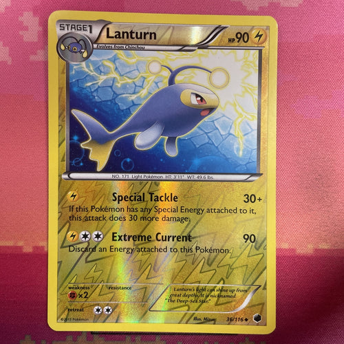 Pokemon Card Lanturn Plasma Freeze Reverse Holo 36/116 Near Mint
