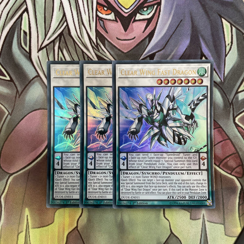 DUDE-EN011 x3 Clear Wing Fast Dragon Ultra Rare Excellent Condition Yugioh