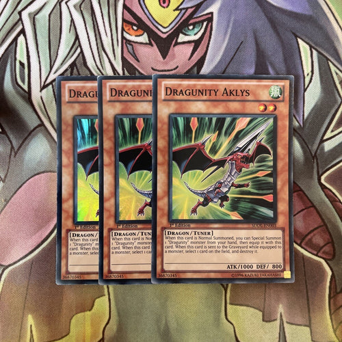 SDDL-EN003 x3 Dragunity Aklys Super Rare Excellent Condition Yugioh