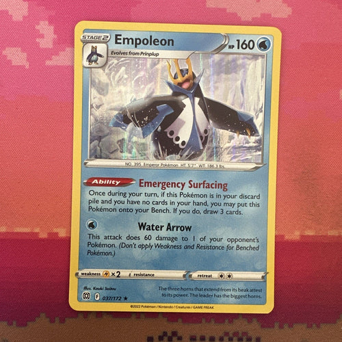 Pokemon Card Empoleon Brilliant Stars Holo Rare 037/172 Near Mint
