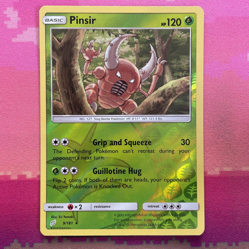 Pokemon Card Pinsir Team Up Reverse Holo Rare 9/181 NM